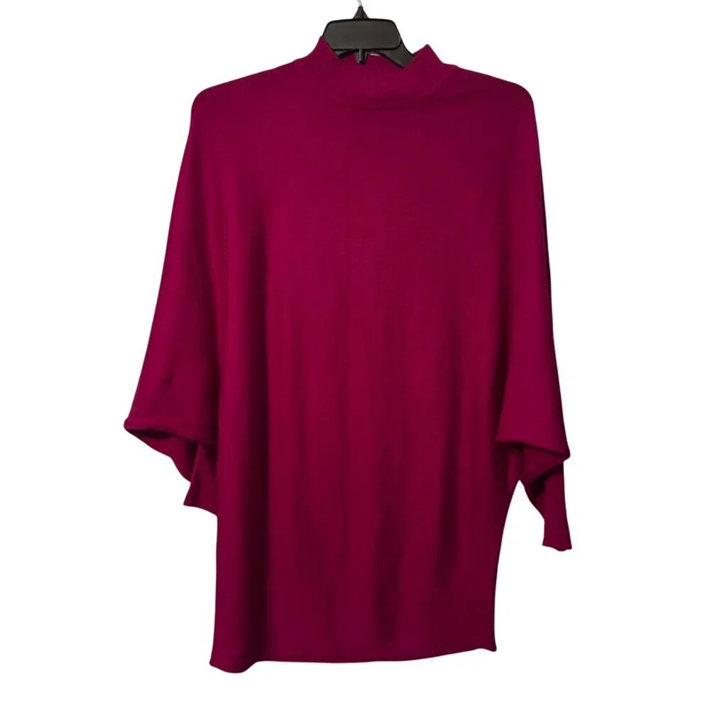 Magenta Mock Neck Batwing Sleeve Knit Dress By Before You Size S 100% Acrylic dr - Picture 6 of 12